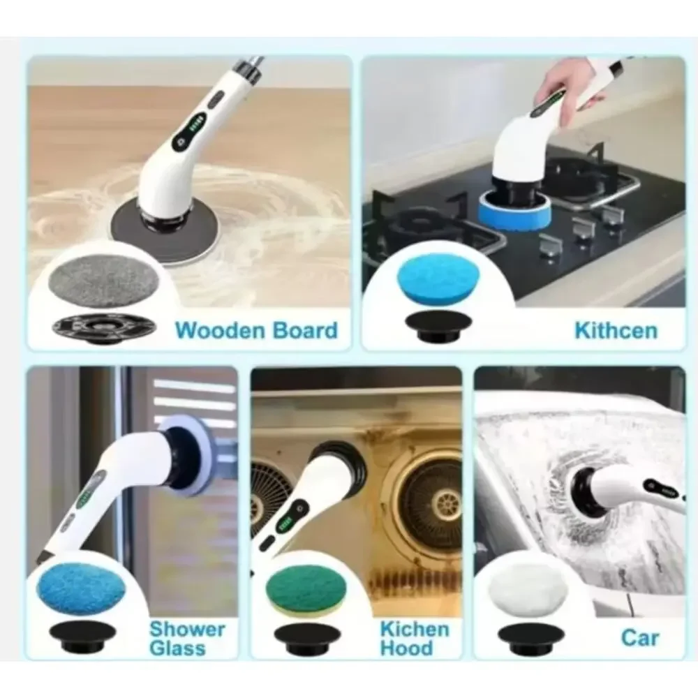 9 In 1 Electric Cleaning Brush Cordless Spin Scrubber USB C New